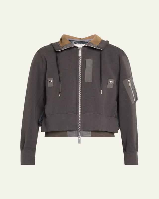 Hybrid Zip-Up Drawstring Hooded Jacket